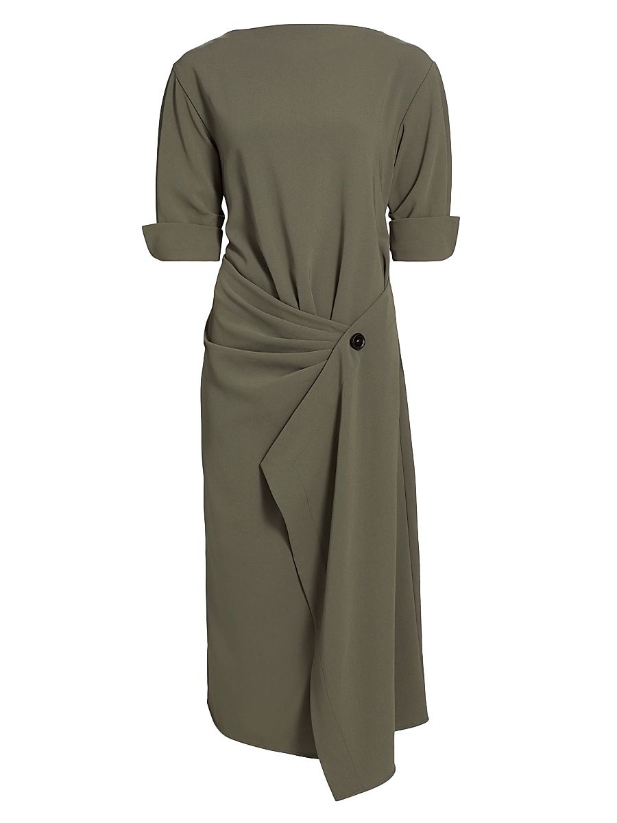 Women's Maisie Crepe Wrap-Front Dress - Wood - Size 10