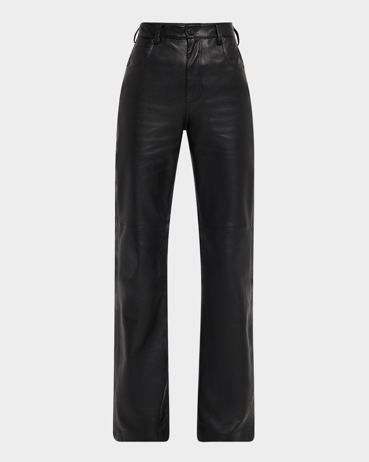 Joan Leather Straight-Leg Pants