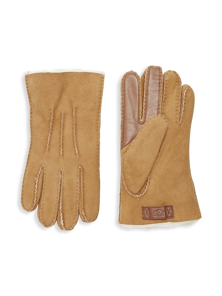 Men's Contrast Sheepskin Touch Tech Gloves - Chestnut - Size XL