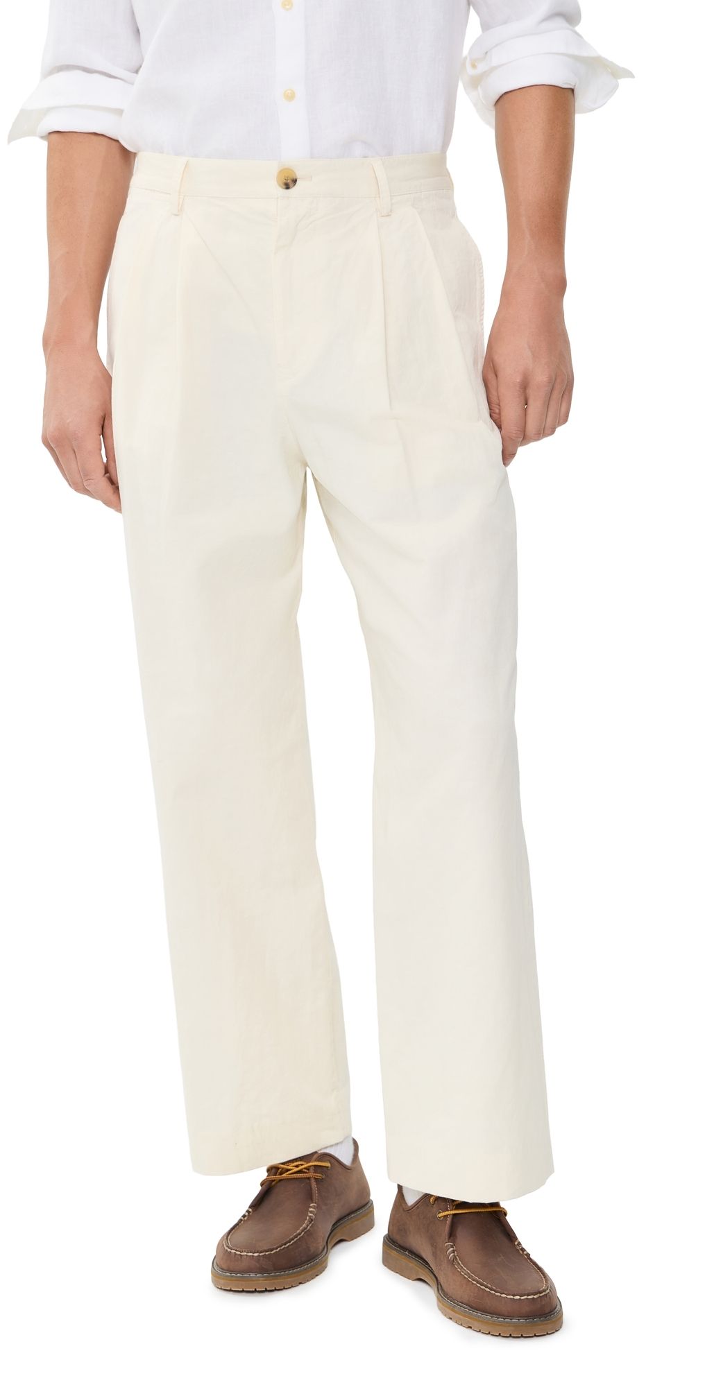 PS Paul Smith Double Pleat Trousers Natural 33