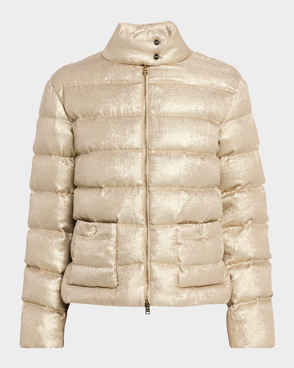 Metallic Short Down Puffer Jacket