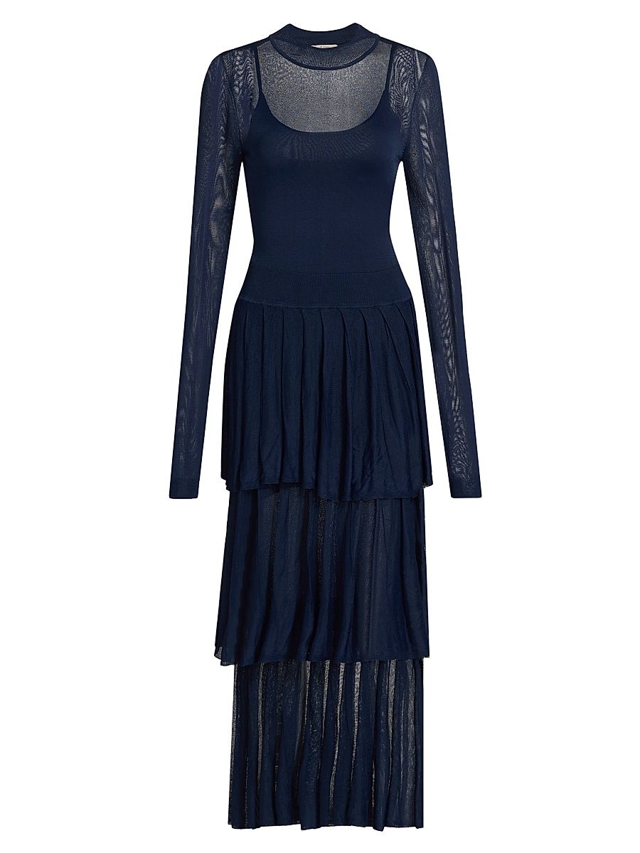 Women's Anslie Knit Tiered Midi-Dress - Midnight - Size XL