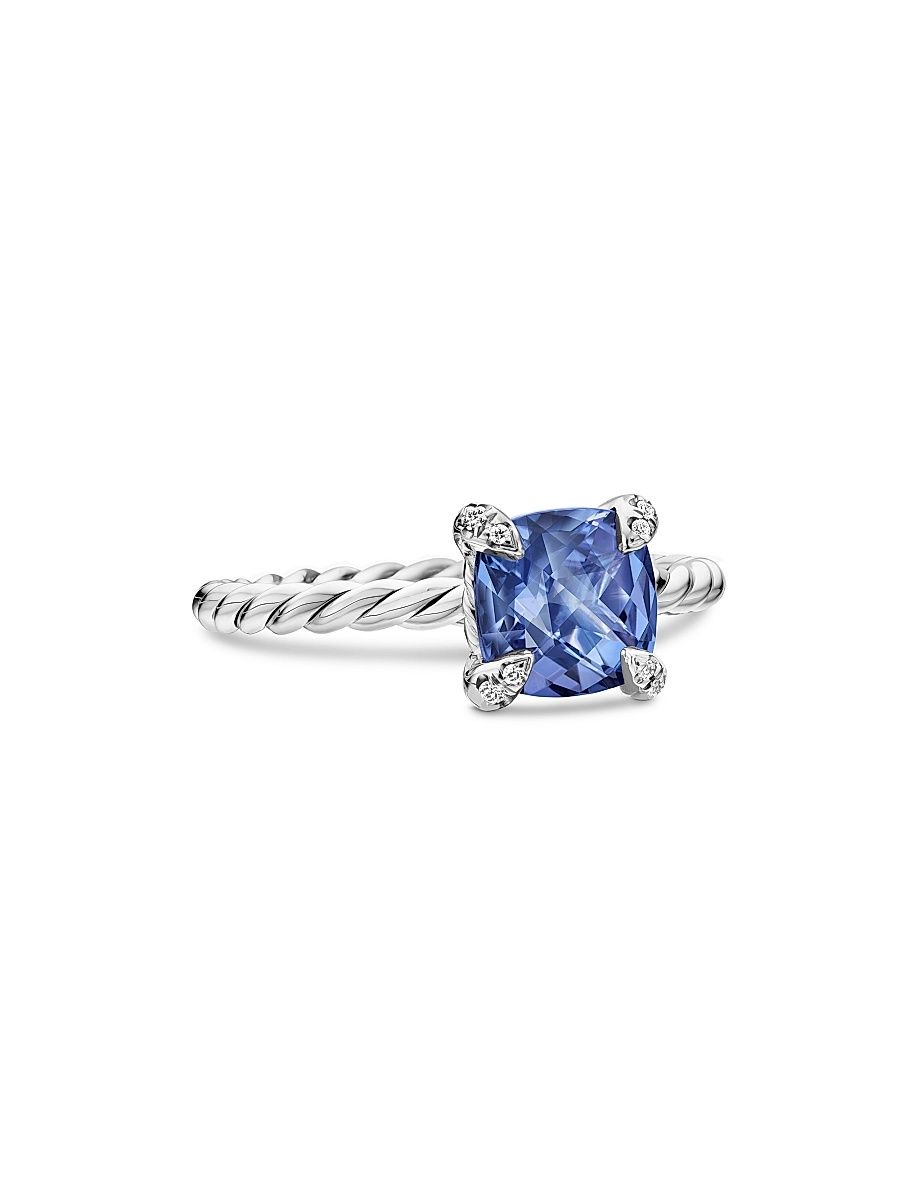 Women's Chatelaine Ring in 18K White Gold - Tanzanite - Size 6