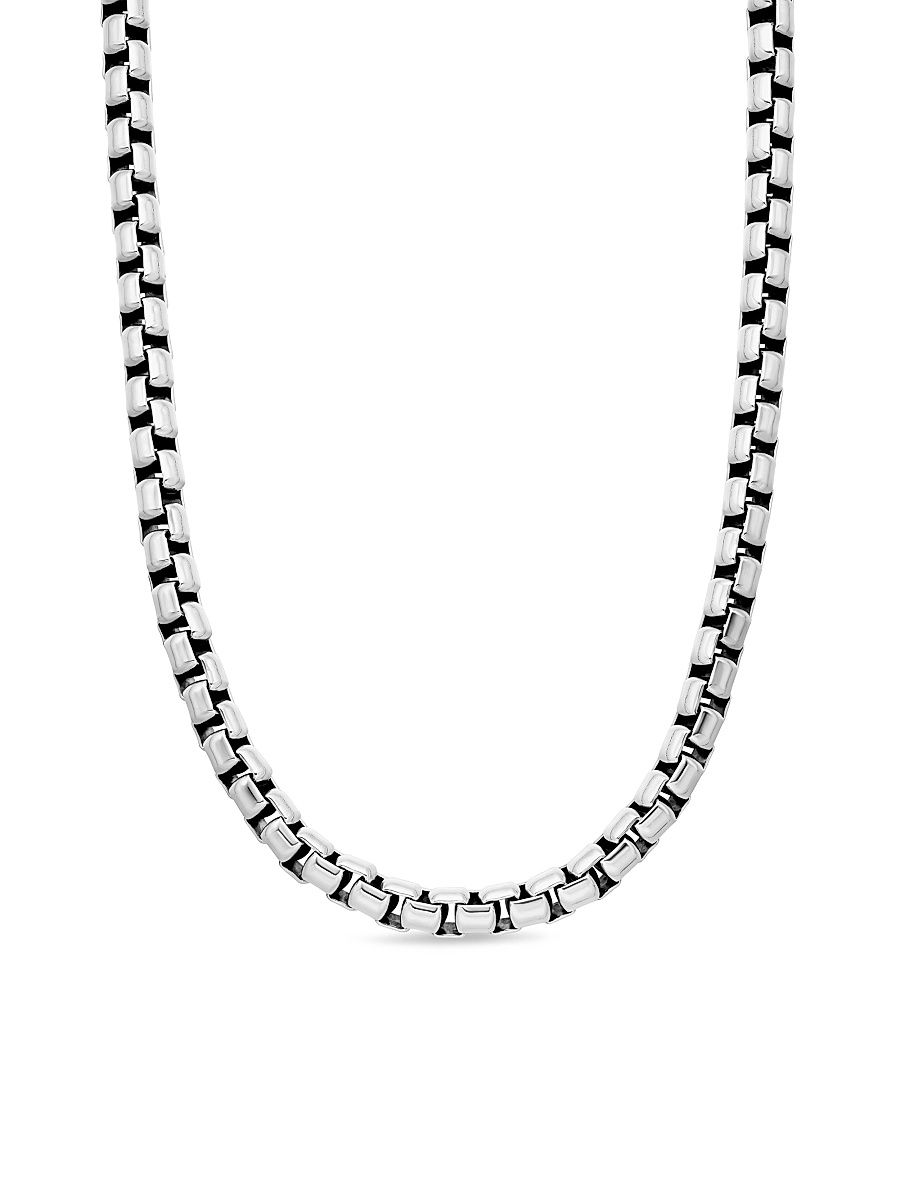 Men's Box Chain Necklace in Sterling Silver, 7.3MM - Silver - Size 26
