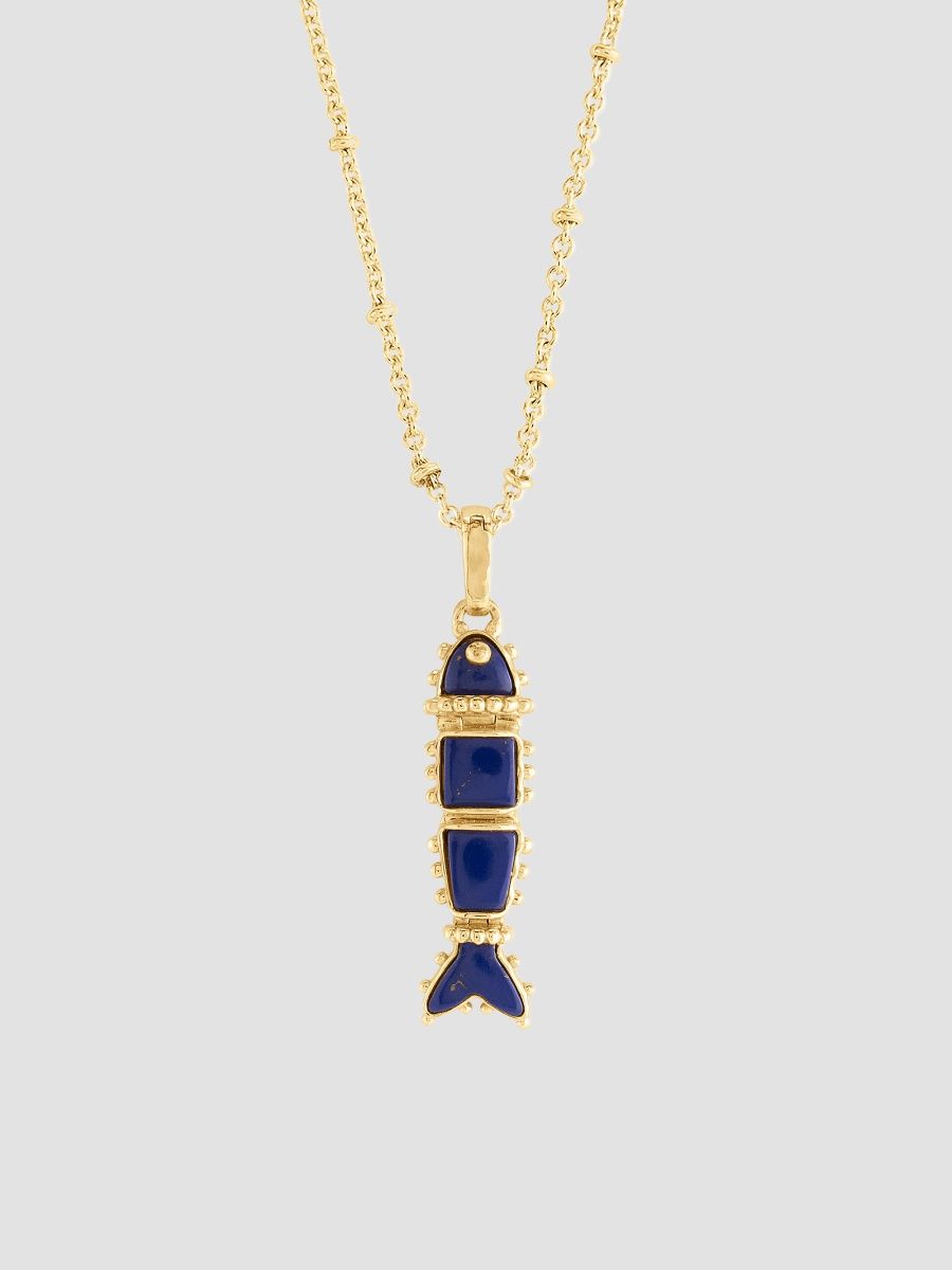 Anabel Aram Women's Milos 18K-Gold-Plated & Gemstone Fish Charm - Lapis