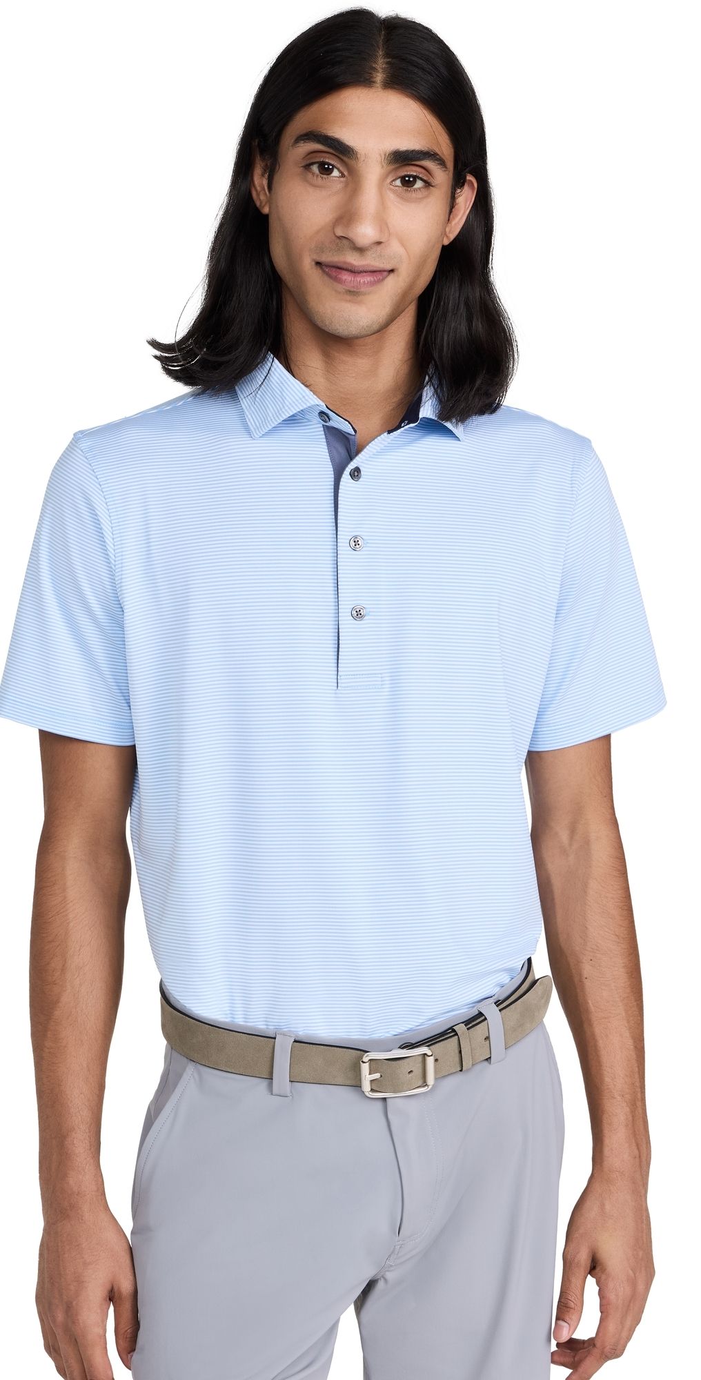 Greyson Saranac Striped Polo Wolf Blue XL