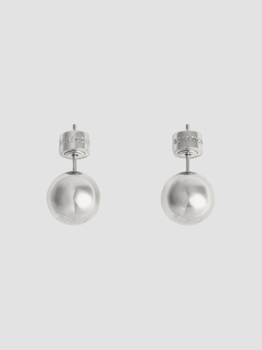 Balenciaga Men's Atom Earrings - Shiny Silver