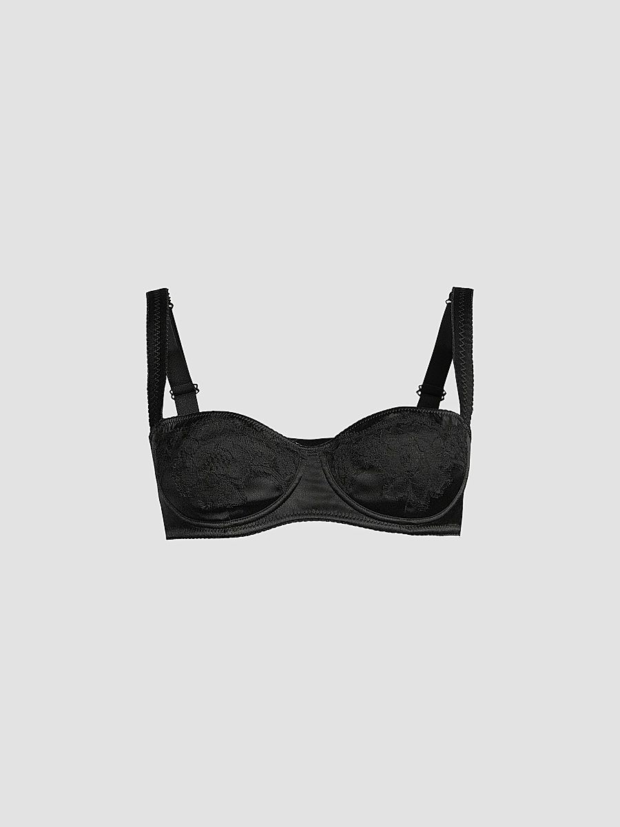 Dolce & Gabbana Women's Silk & Lace Balconnette Bra - Nero - Size Small