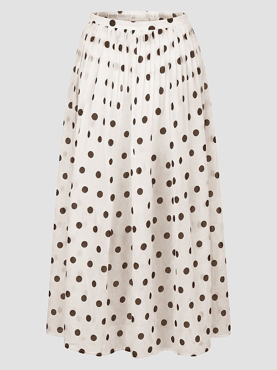 Women's Marit Polka Dot Midi Skirt - Ivory Black Polka Dot - Size Large