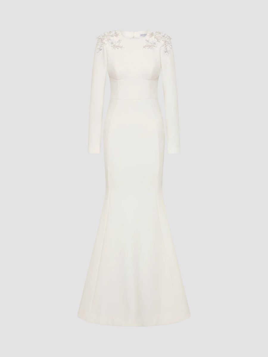 Rebecca Vallance Women's Andre Embellished Crepe Gown - Ivory - Size 0