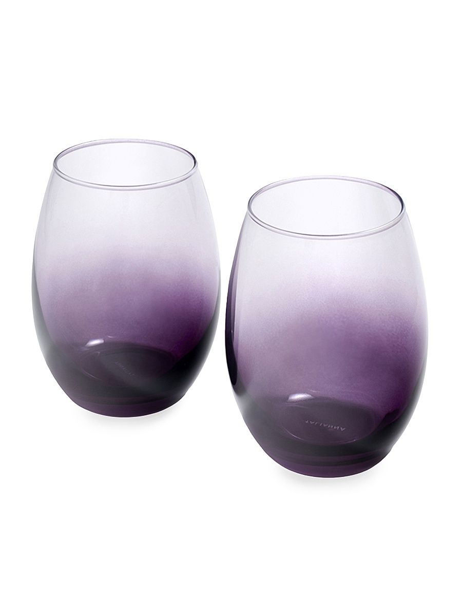 Ombré Stemless Wine Glasses 2-Piece Set - Plum