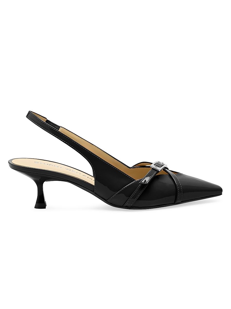 Women's Georgie 50MM Patent Leather Slingback Pumps - Black - Size 9.5