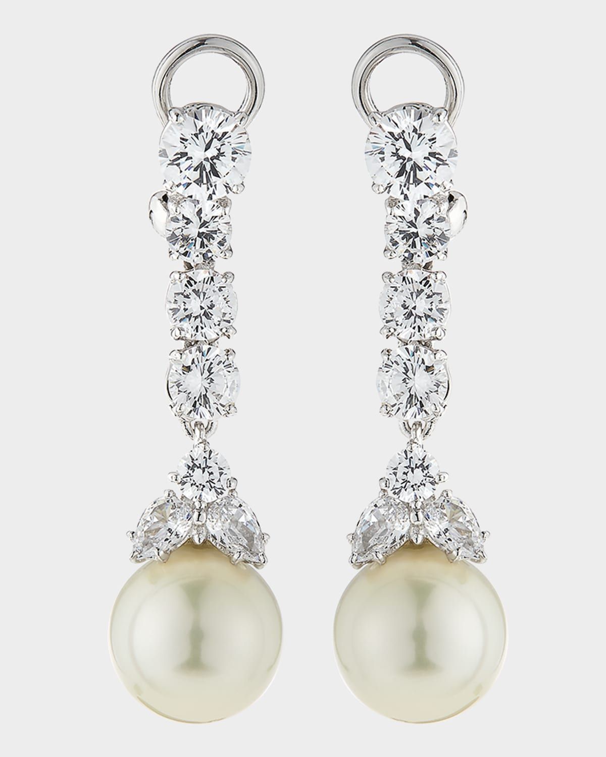 6 TCW CZ & Simulated Pearl Long Drop Earrings