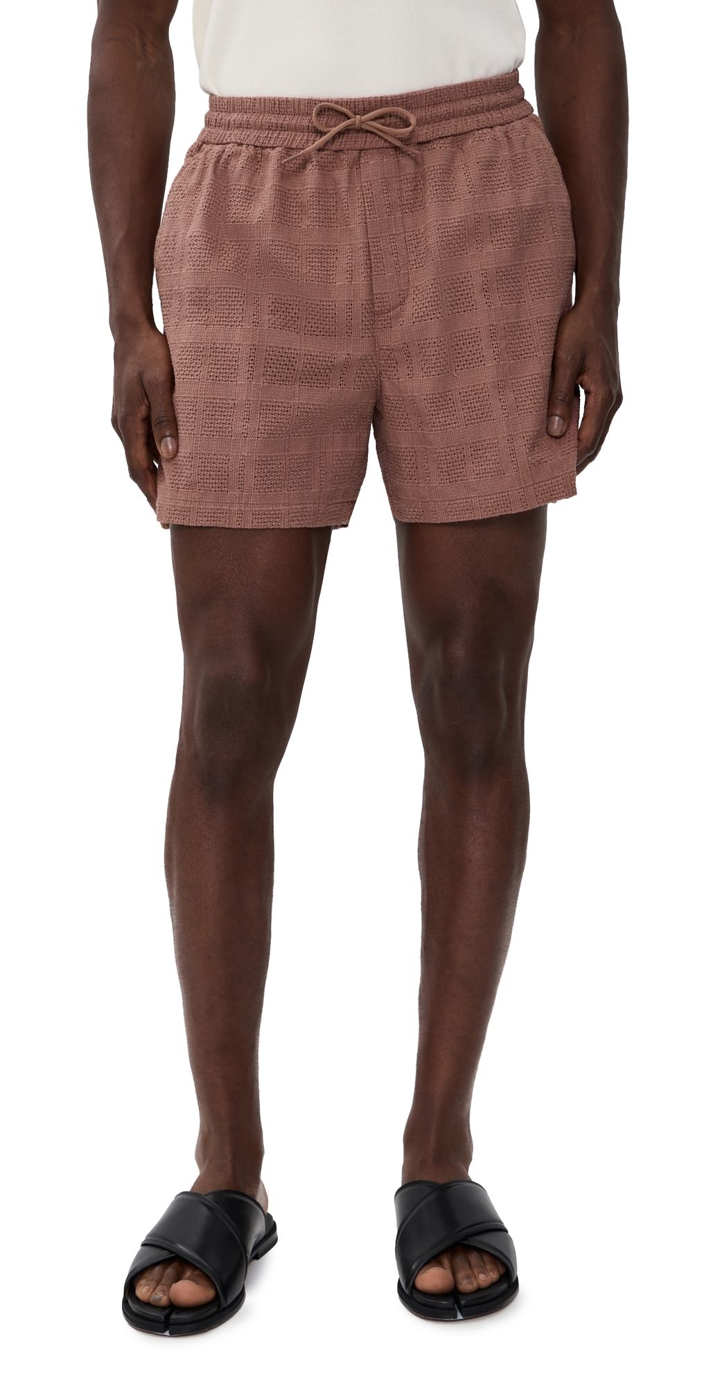 Les Deux Charlie Knit Shorts Cognac Red S
