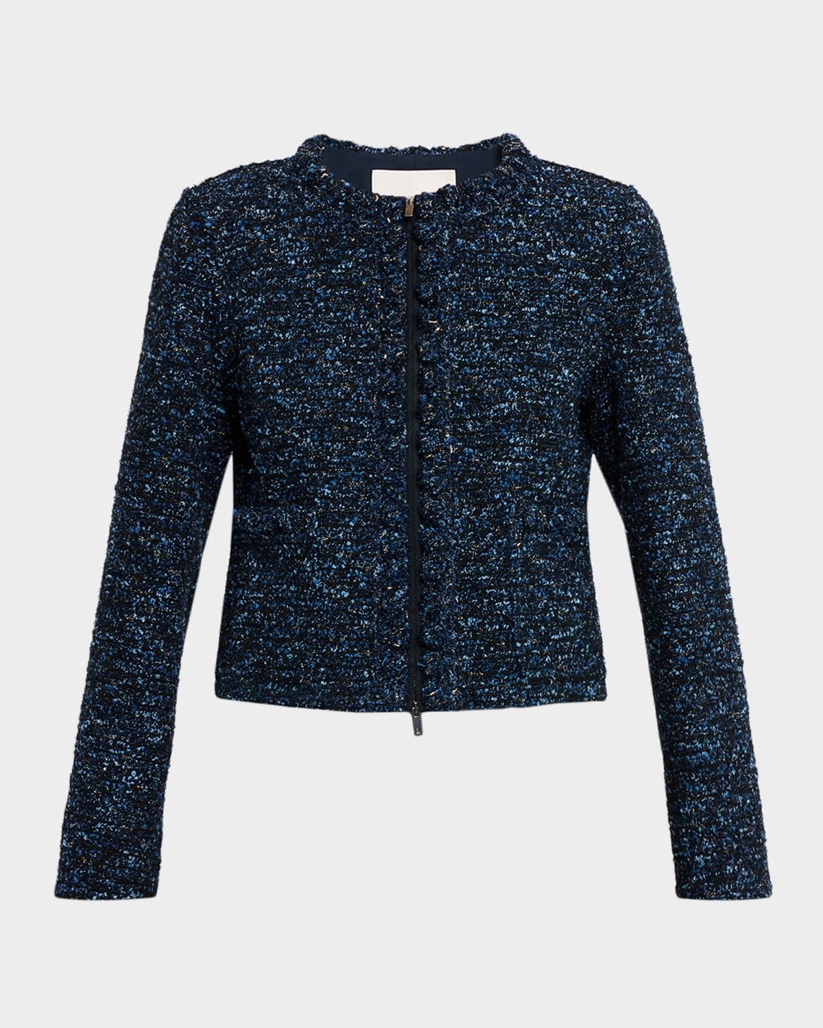 Pom Pom-Trim Boucle Tweed Jacket