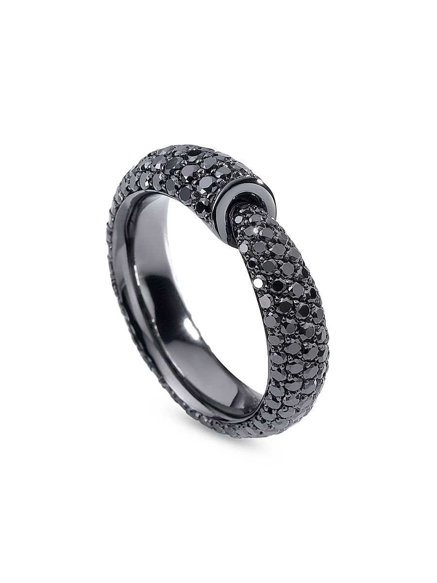 Women's Calla The One 18K White Gold, Black Rhodium & 3.10 TCW Black Diamond Ring - Black - Size 6.75