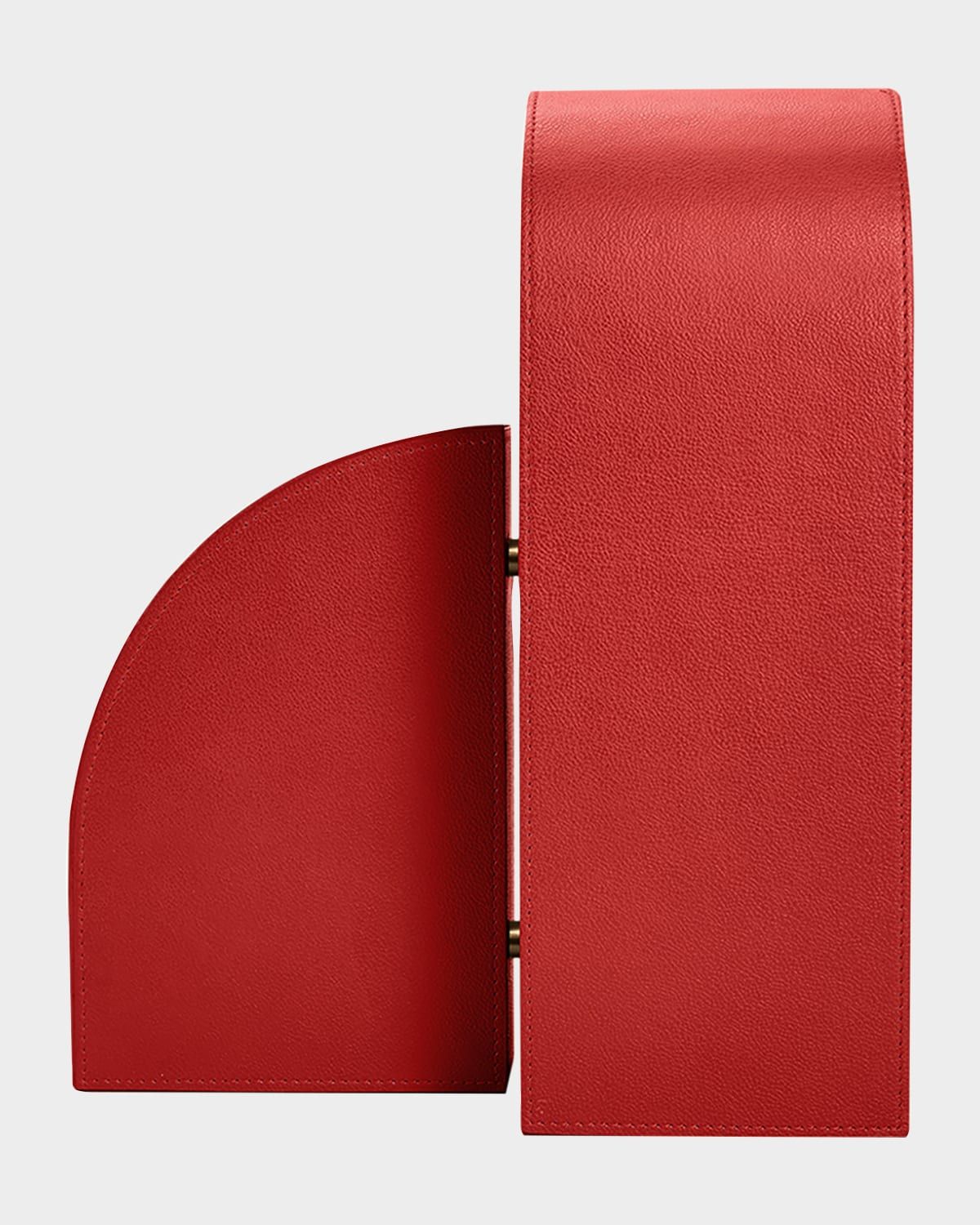 Cubist L Red Leather Bookend