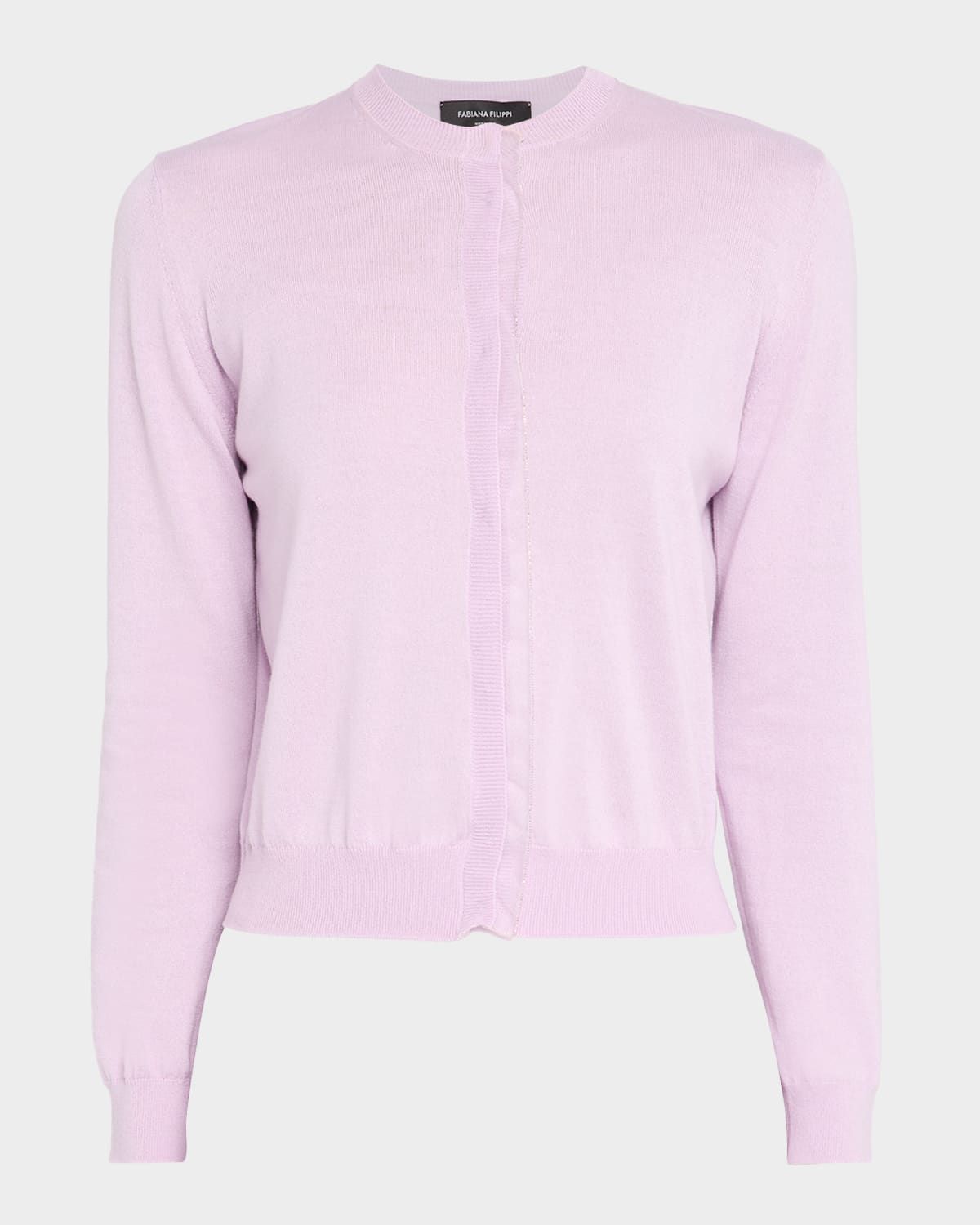 Tulle-Trim Crewneck Cardigan