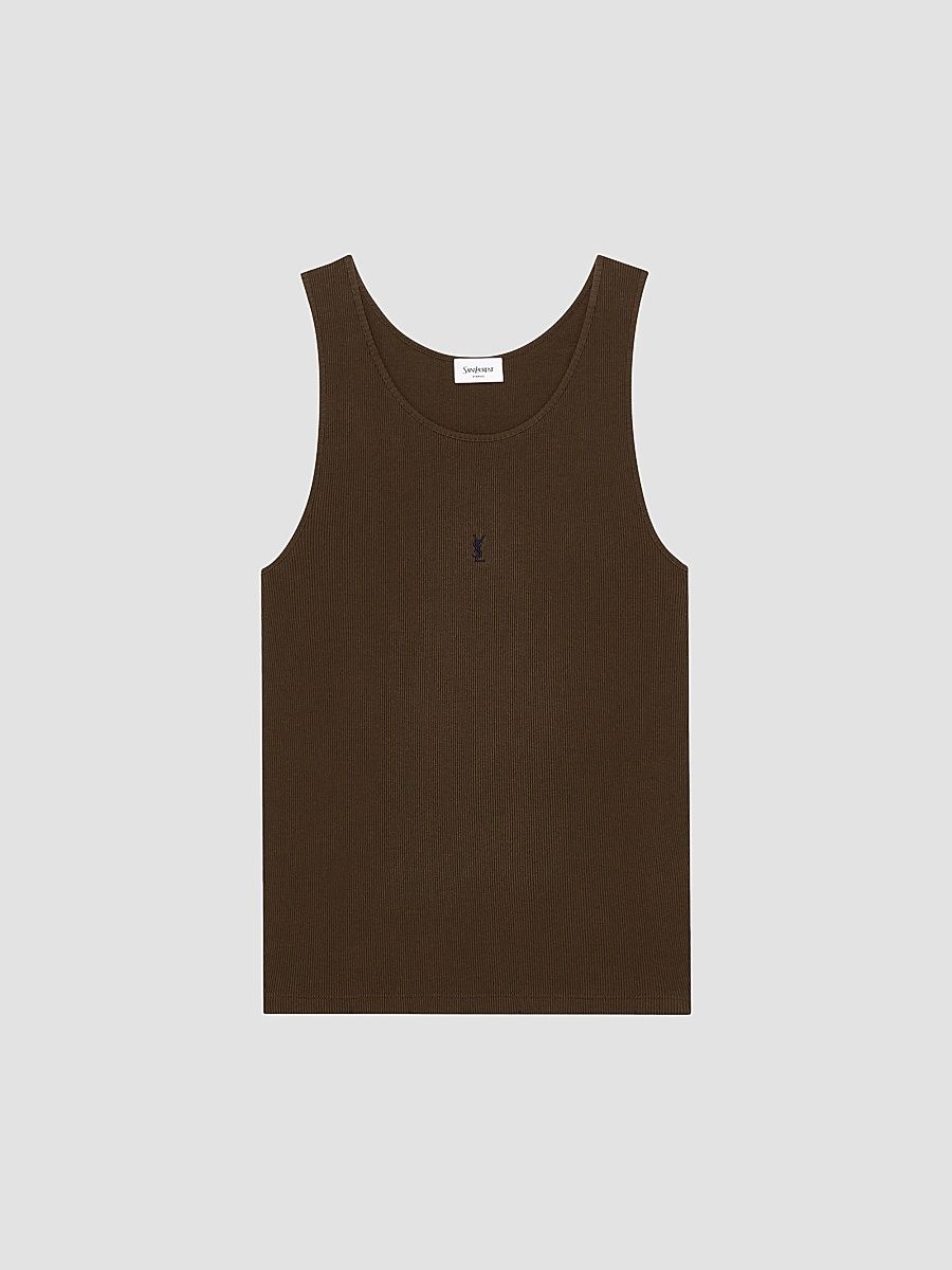 Saint Laurent Men's Cassandre Tank Top - Brown - Size XL