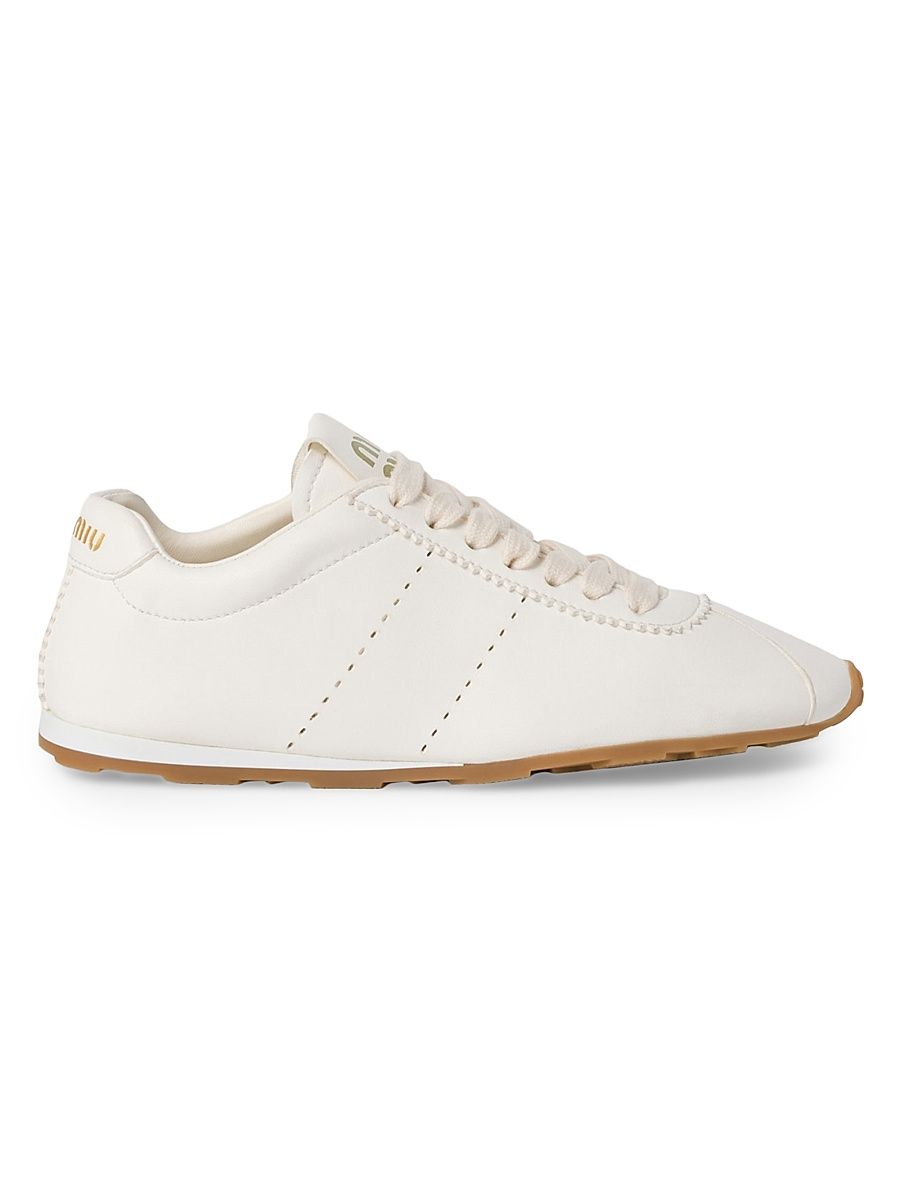 Women's Plume Nappa Leather Sneakers - White - Size 7