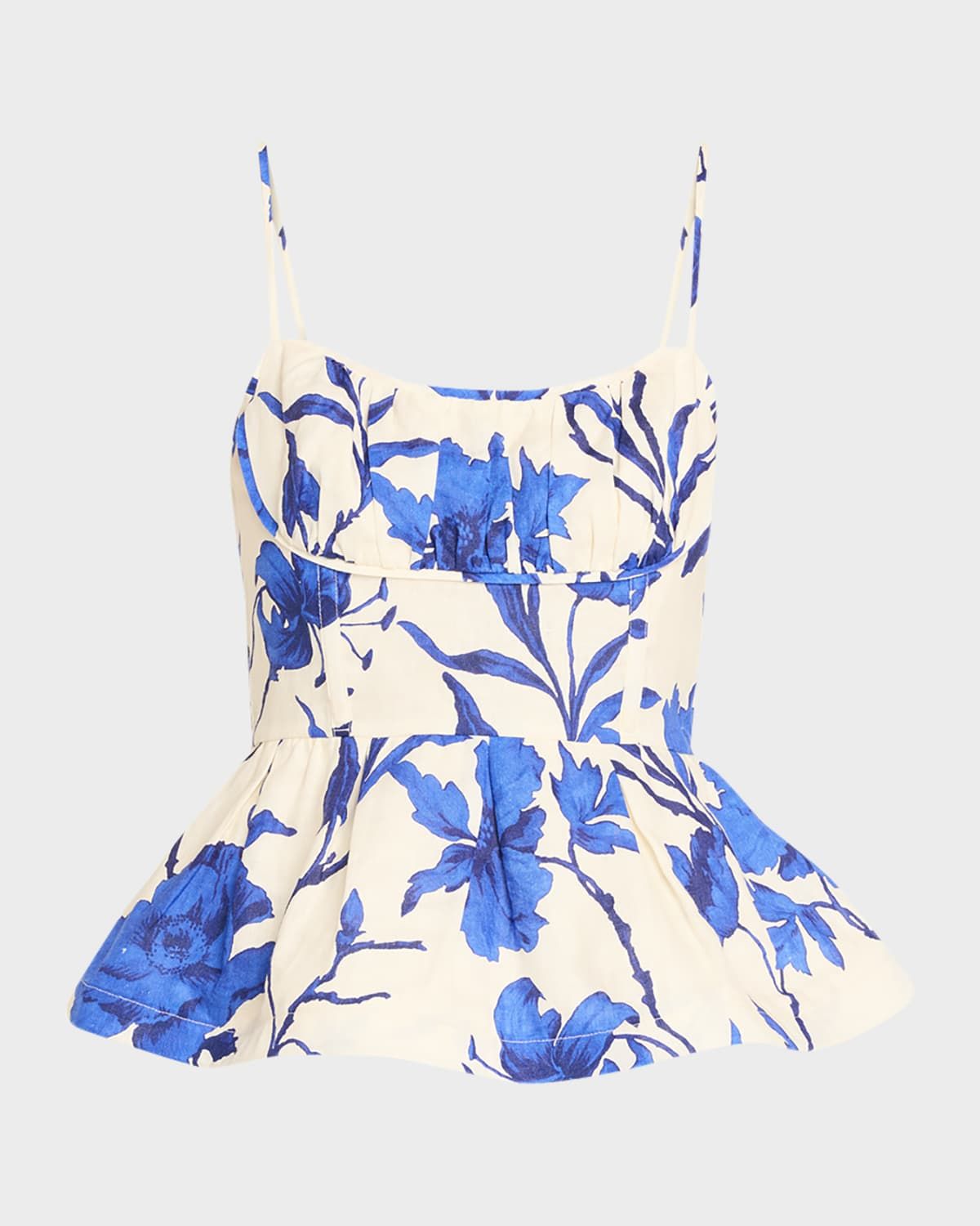 Alba Printed Fit-&-Flare Linen Top