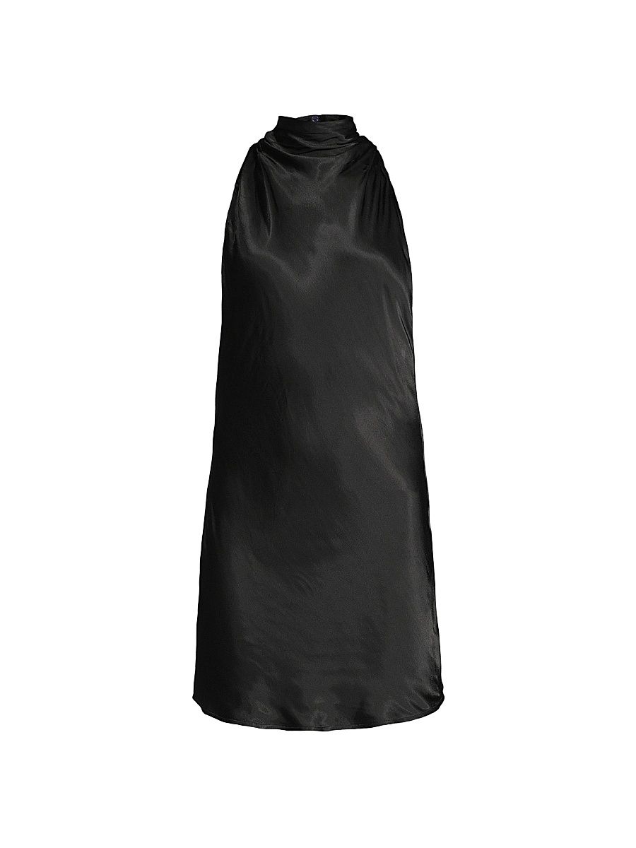 Women's Penny Satin Halter Minidress - Black - Size 12