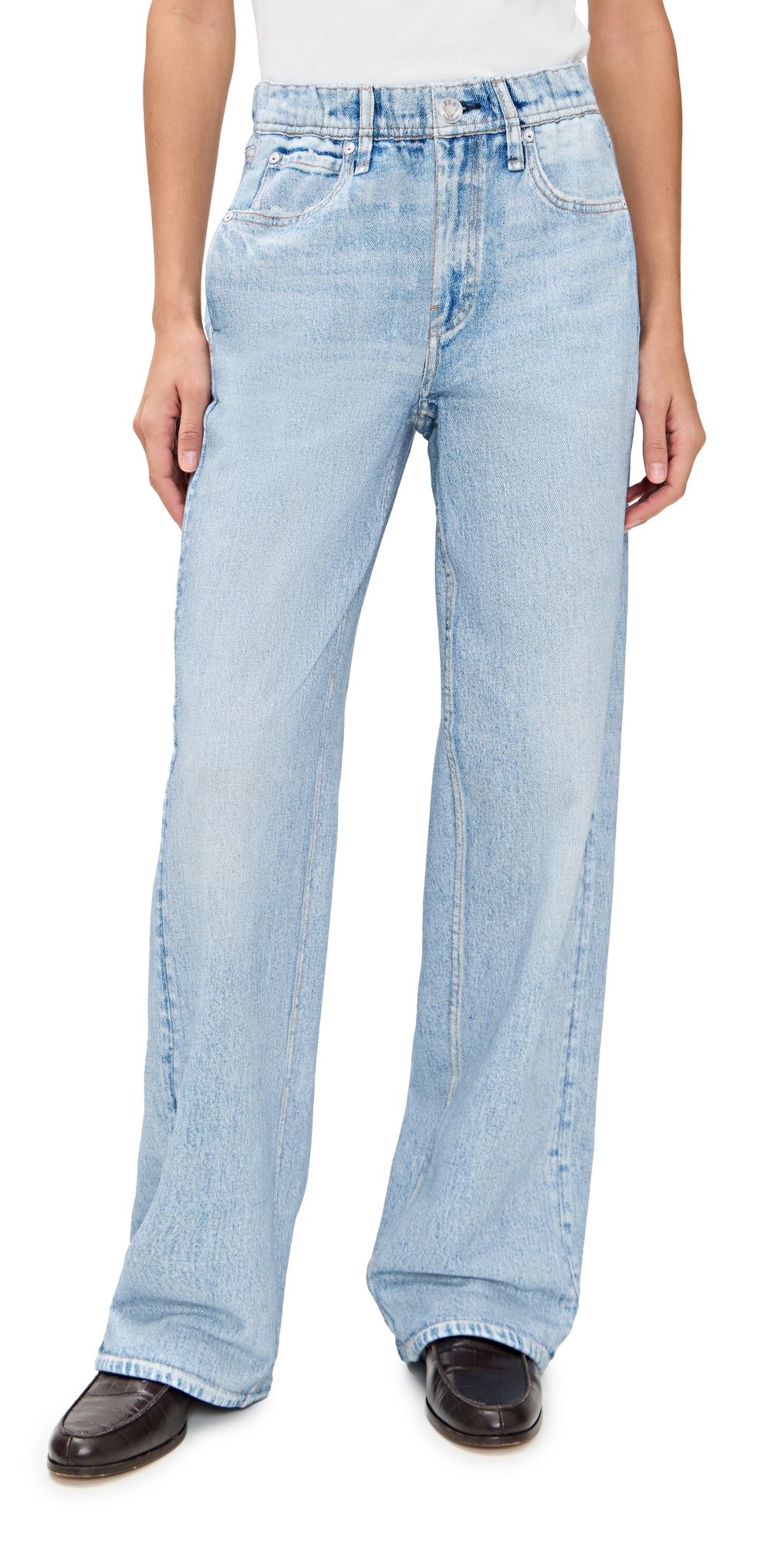 rag & bone Miramar Terry Pull On Wide Leg Jeans Aria XXS
