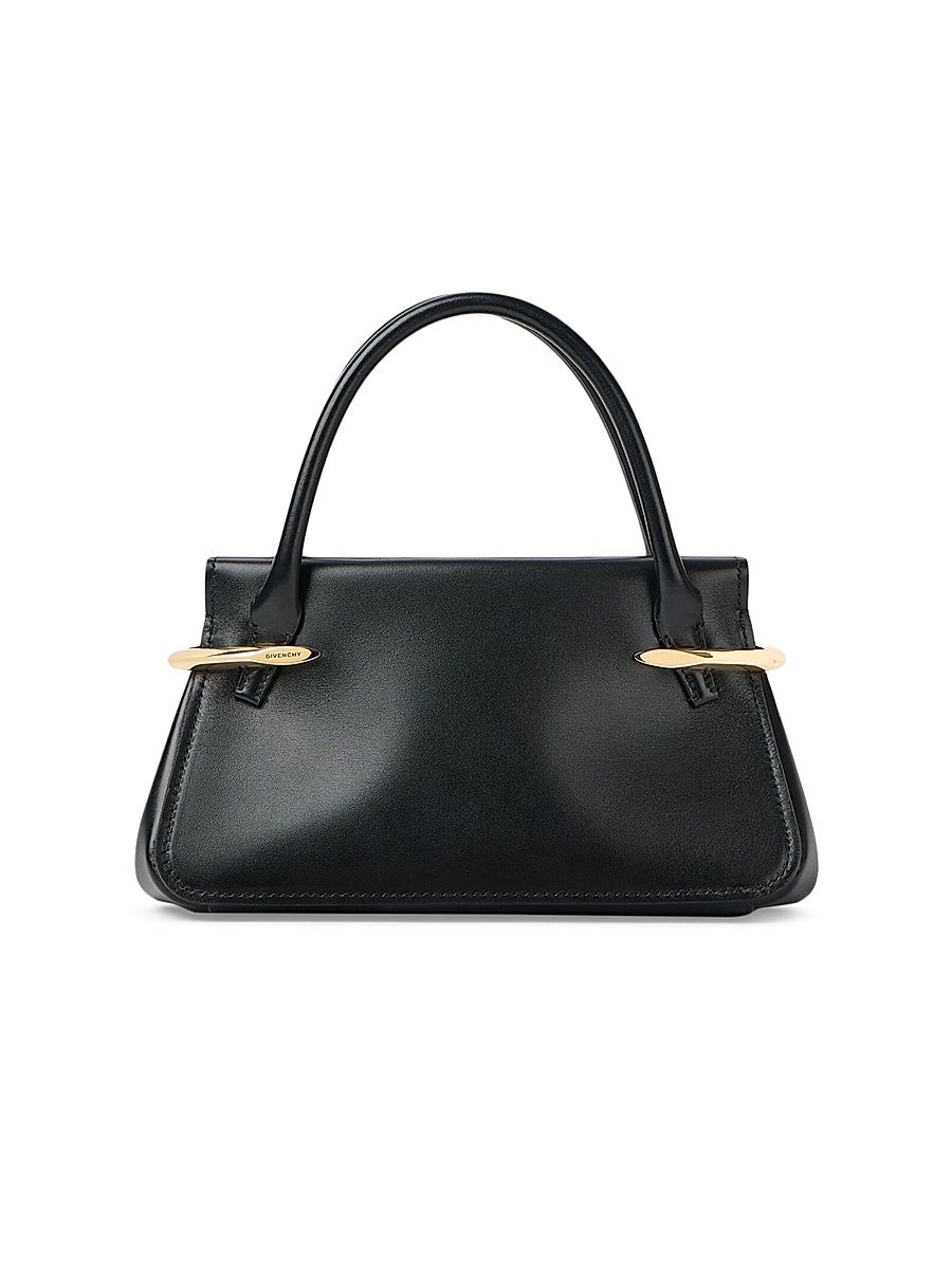 Women's Mini Pinch Top Handle Bag in Leather - Black