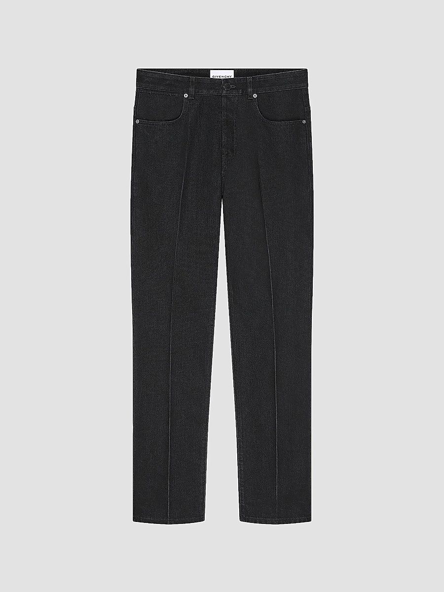 Givenchy Men's Straight Fit Jeans with Crease Effect - Black - Size 36