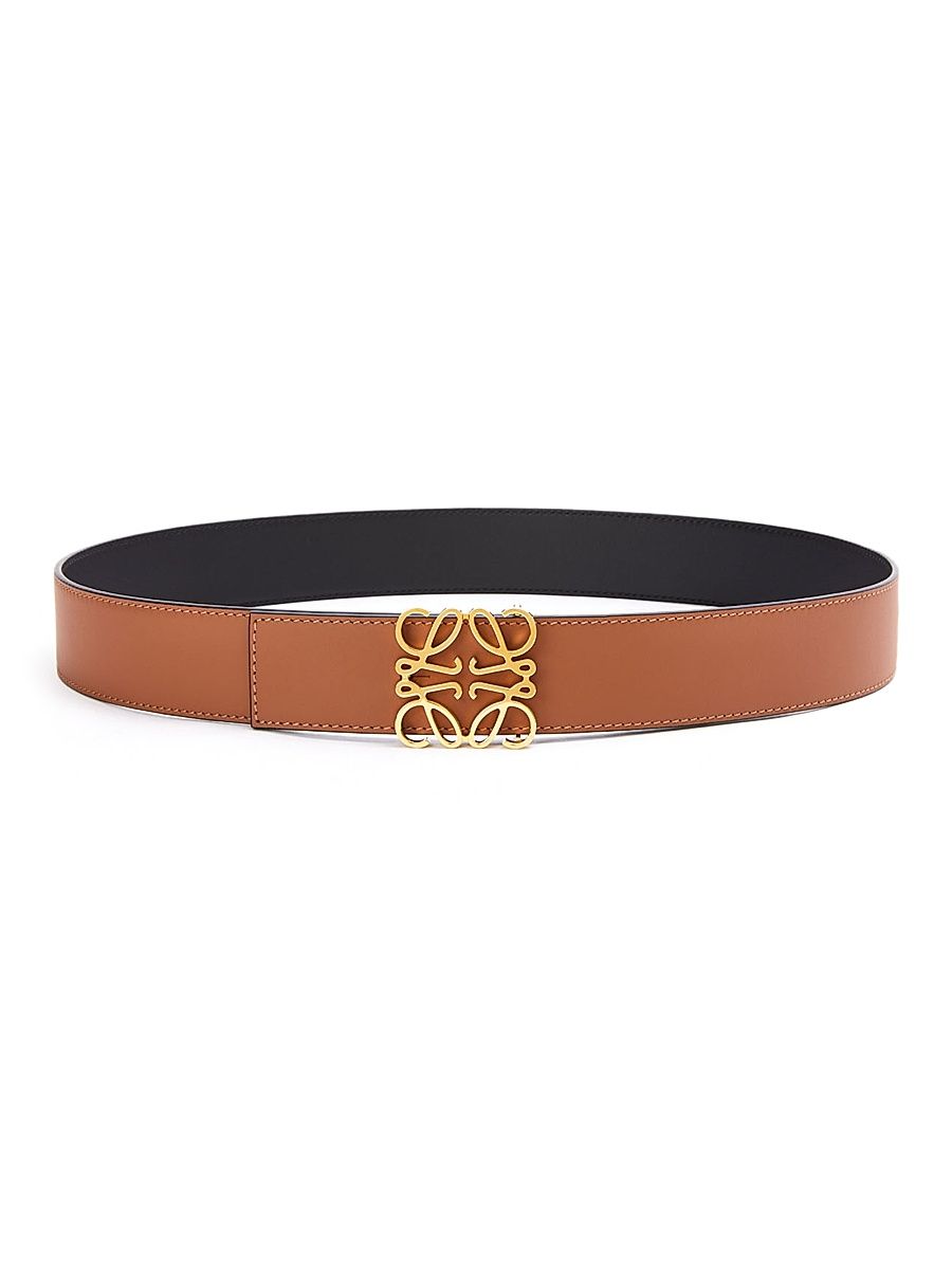 Men's Logo Buckle Reversible Leather Belt - Tan Black Gold - Size 44