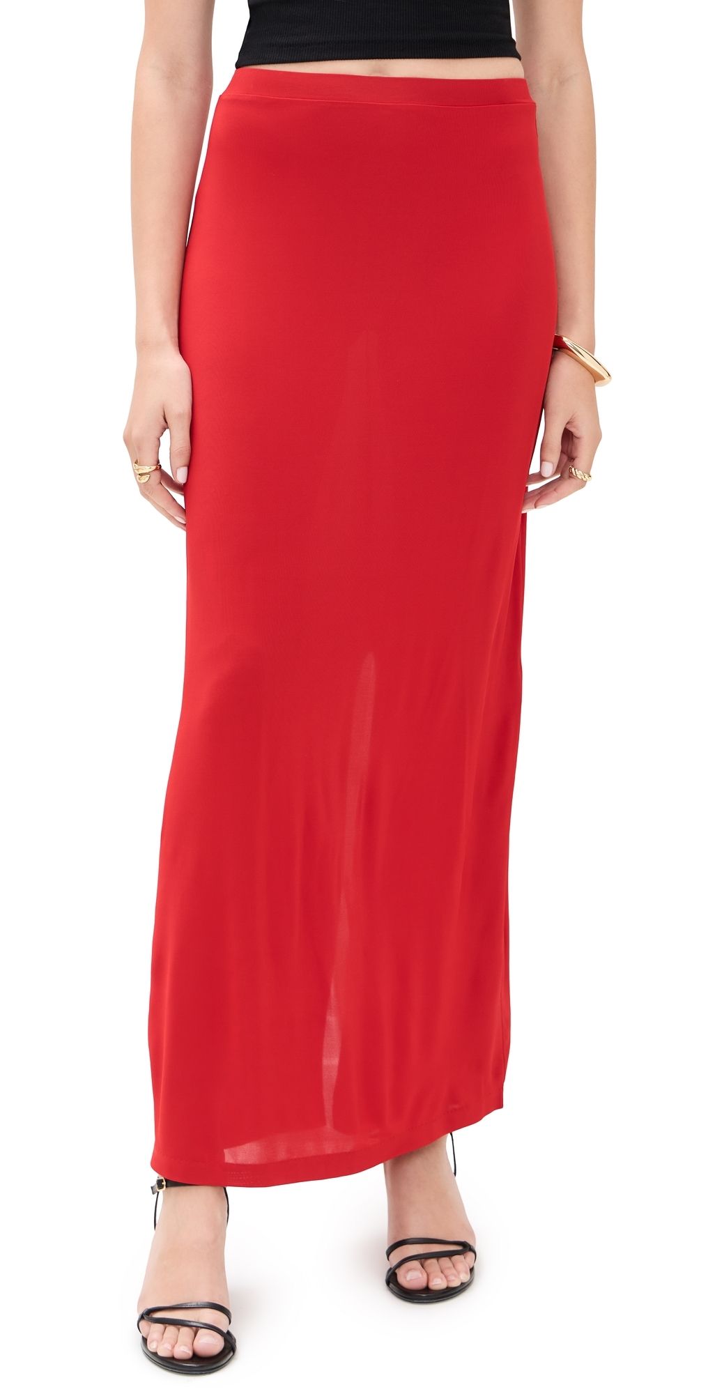 House of Dagmar Jersey Maxi Skirt Red XXS
