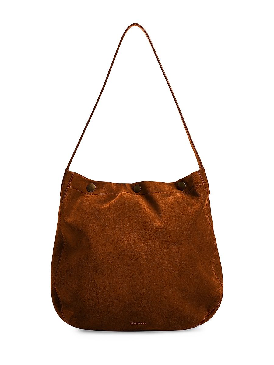 Women's Small Suede Hobo Bag - Paprika