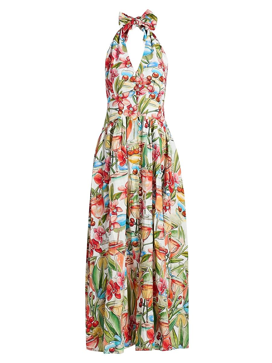 Women's Cocktail Halterneck Maxi Dress - Off White - Size XL