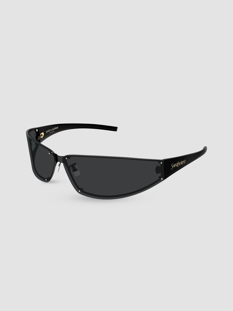 Saint Laurent Men's 82MM Wrap Sunglasses - Black