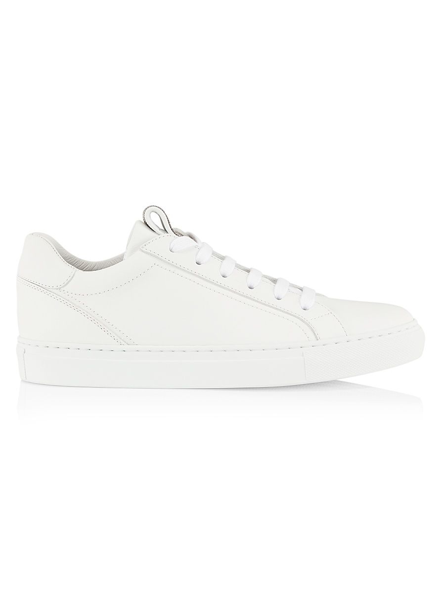 Women's Leather Low-Top Sneakers - White - Size 7.5