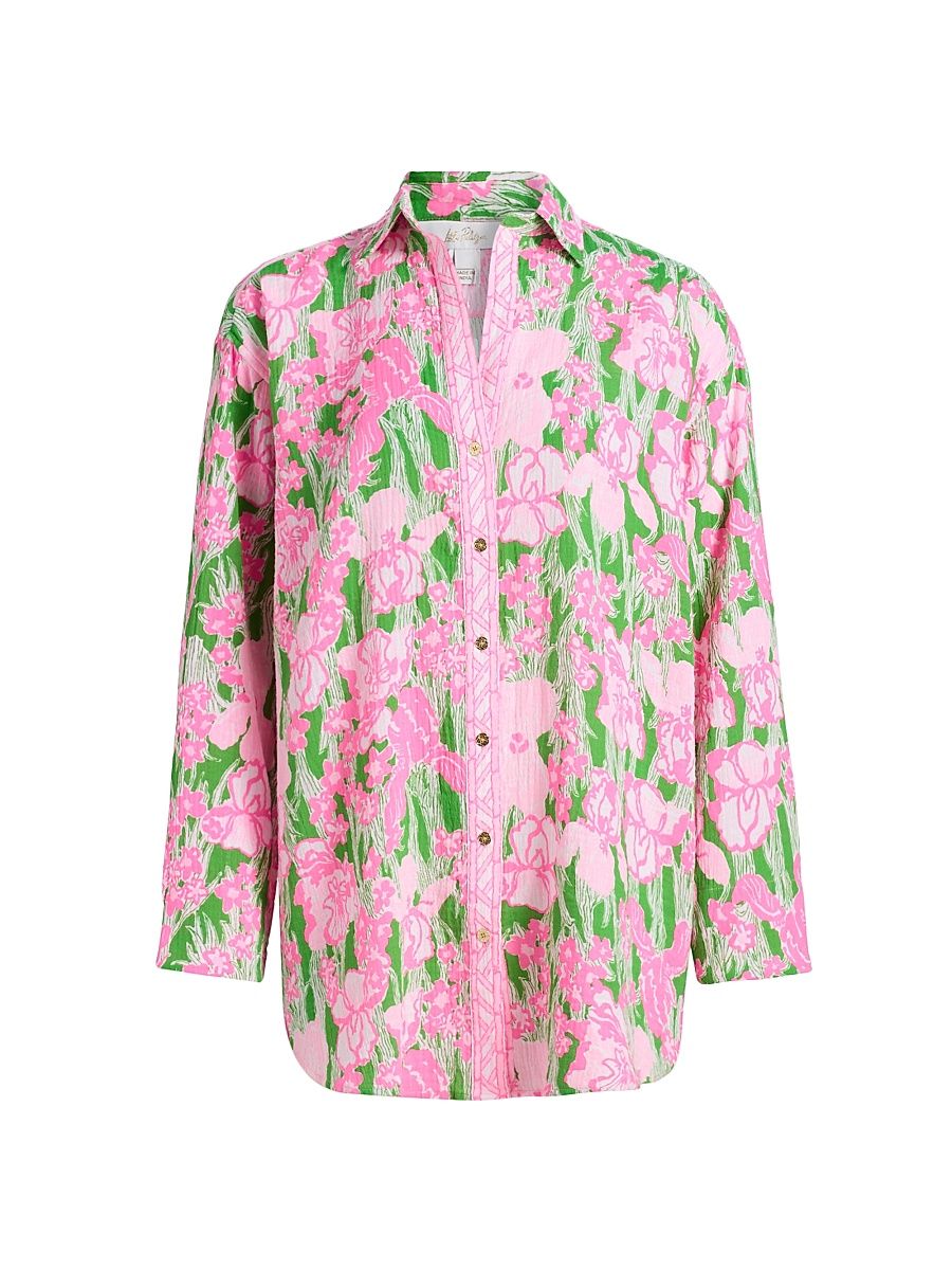Women's Kwitney Floral Cover-Up Shirt - Putting Green Hannah - Size XL