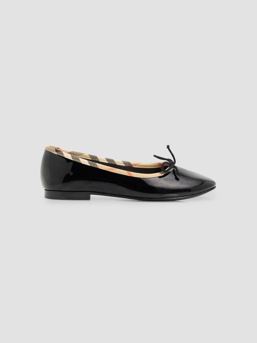 Burberry Girl's Little Girl's & Girl's Check Trim Patent Ballerina Flats - Black - Size 11.5 (Child)