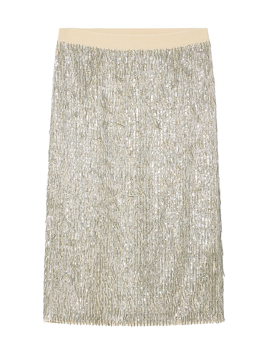 Women's Sequinned Tulle Skirt - Silver - Size XXL