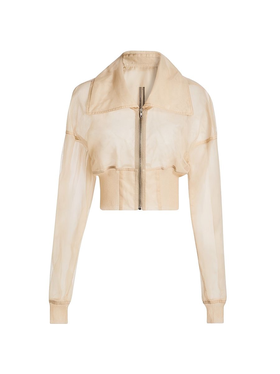 Women's Dracucollar Mesh Cropped Bomber Jacket - Sand - Size 8