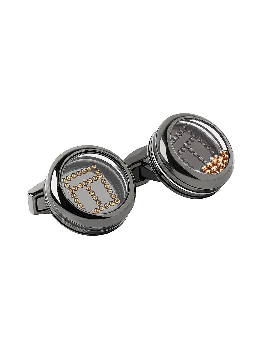 Men's Play-Time Solitaire Brass Cufflinks - Grey