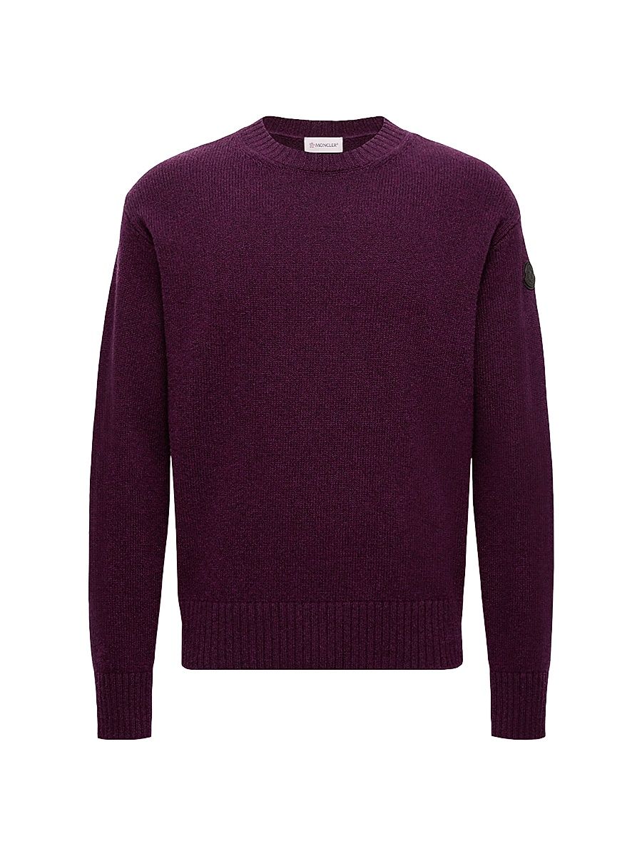 Men's Crew Neck Sweater in Wool and Cashmere - Purple - Size XXL