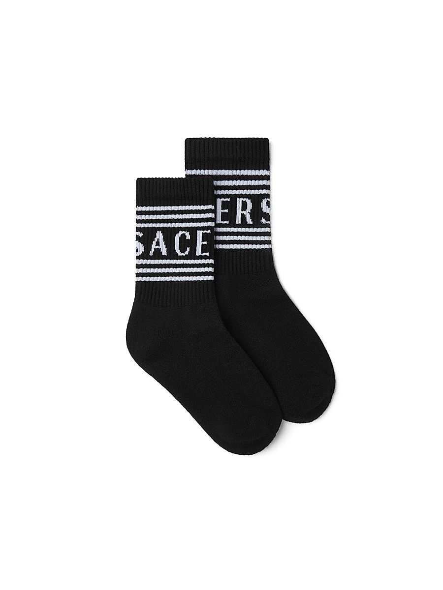 Little Kid's & Kid's Logo Crew Socks - Black - Size 10 (Toddler)
