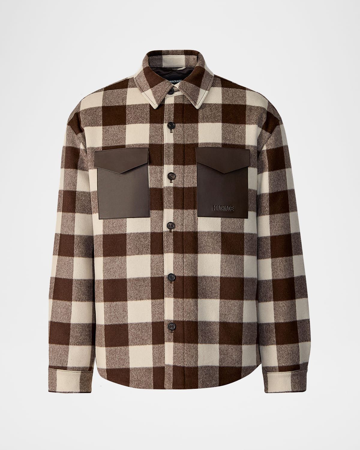Men & apos;s Ryker-PL Plaid Wool Overshirt with Leather Pockets