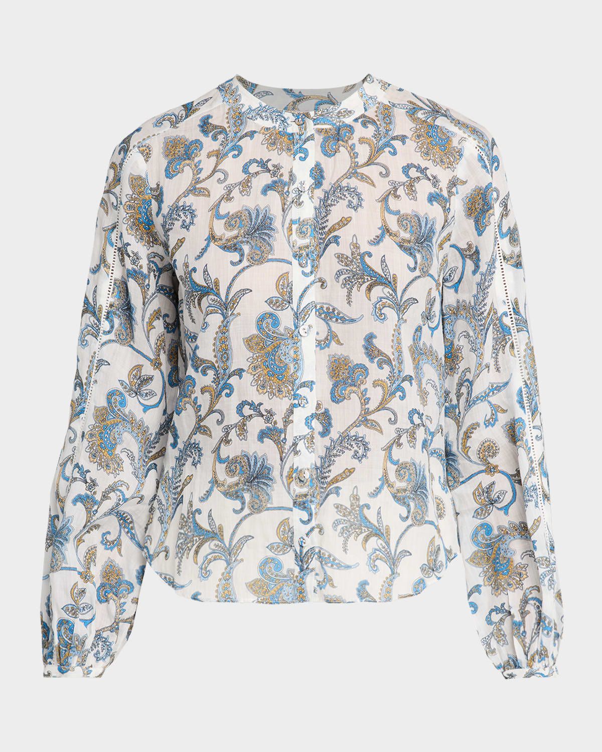 Soleil Paisley-Print Ramie Blouse