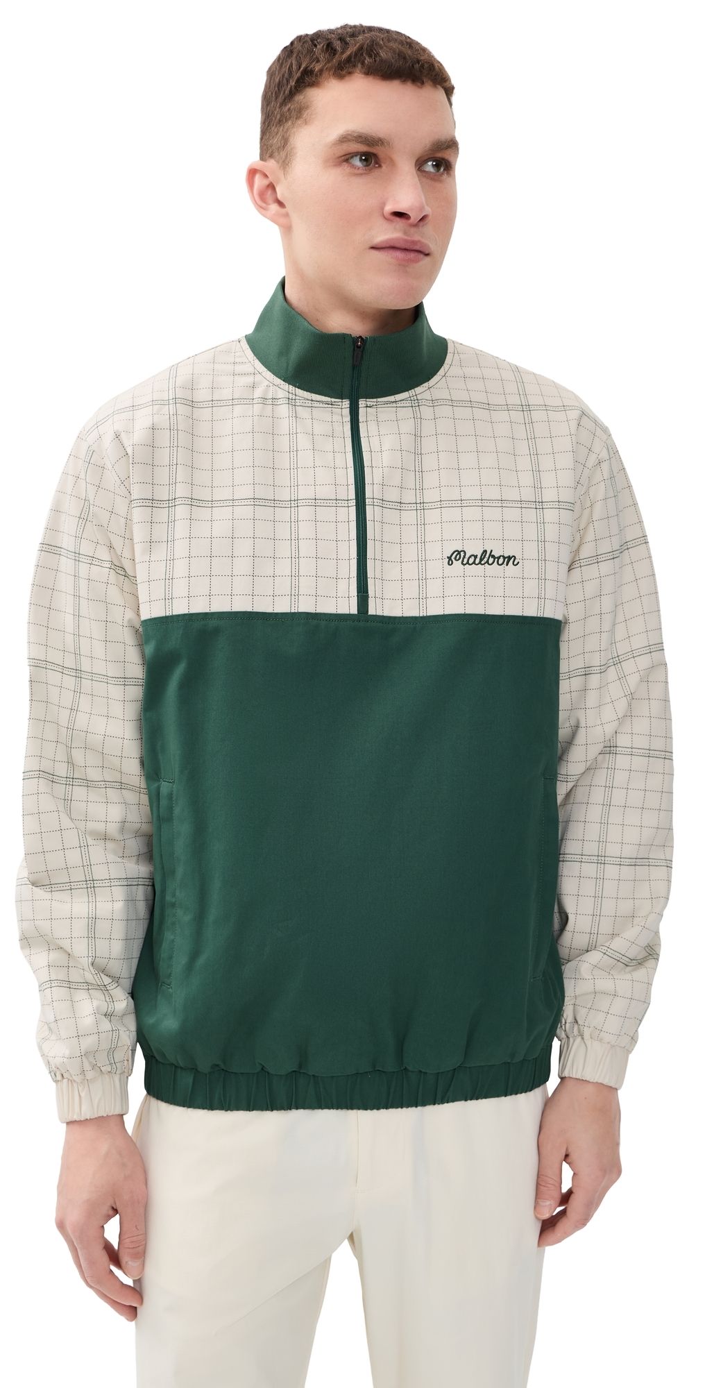 Malbon Spruce 1/4 Zip Jacket Hunter Green/Ivory M