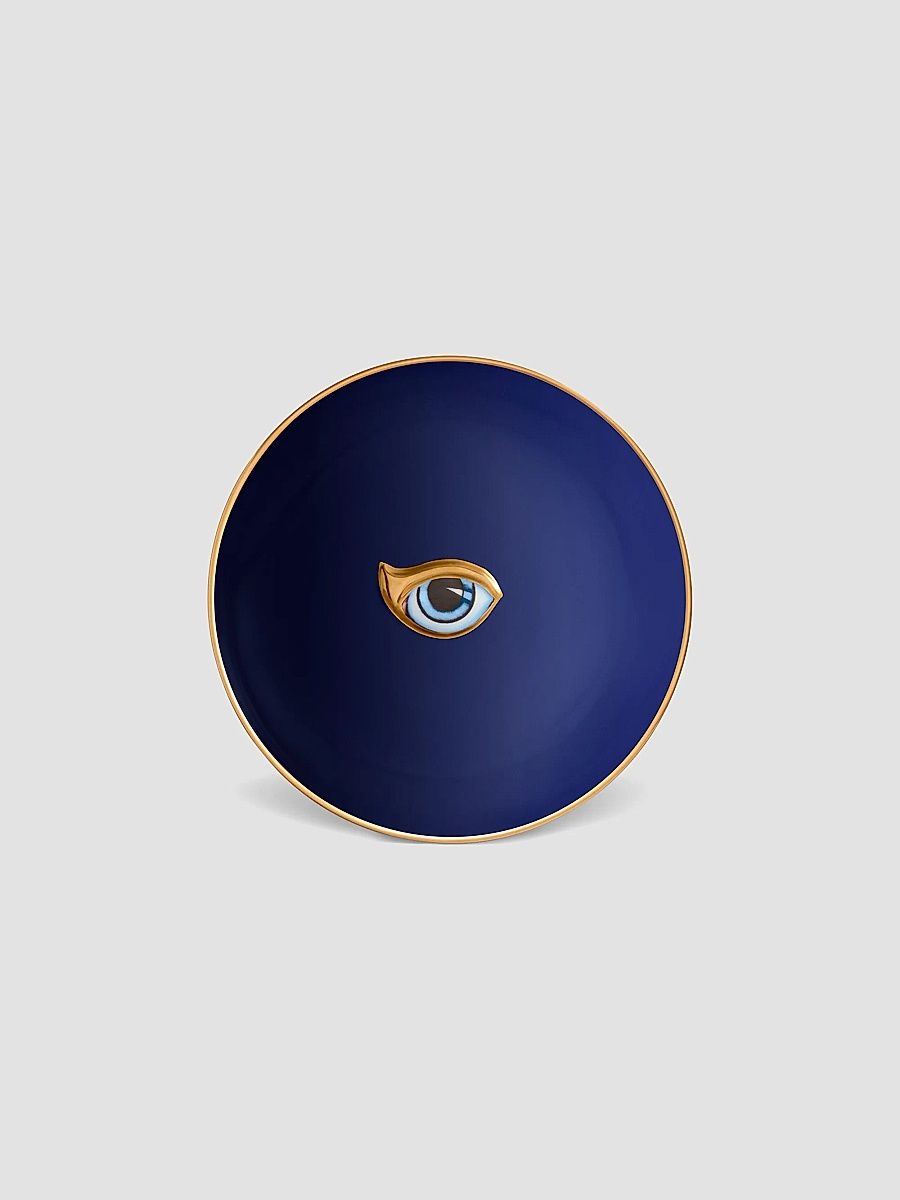 L'Objet Lito Porcelain & 24K-Gold Catchall Tray - Blue
