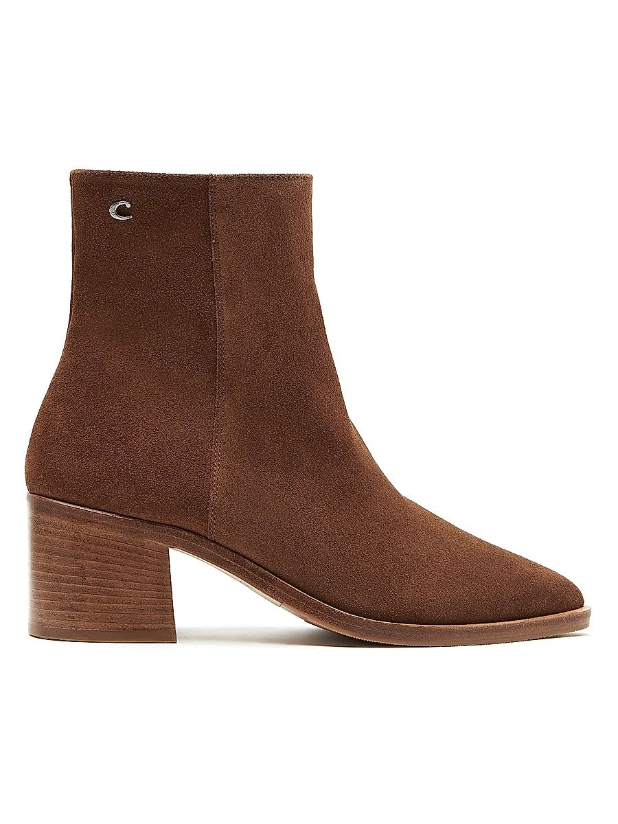 Women's Julieta 65MM Suede Booties - Toffee Suede - Size 9.5
