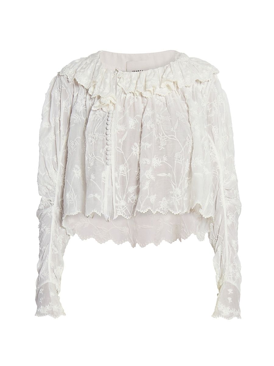 Women's Zelly Silk-Blend Cropped Blouse - White - Size 2