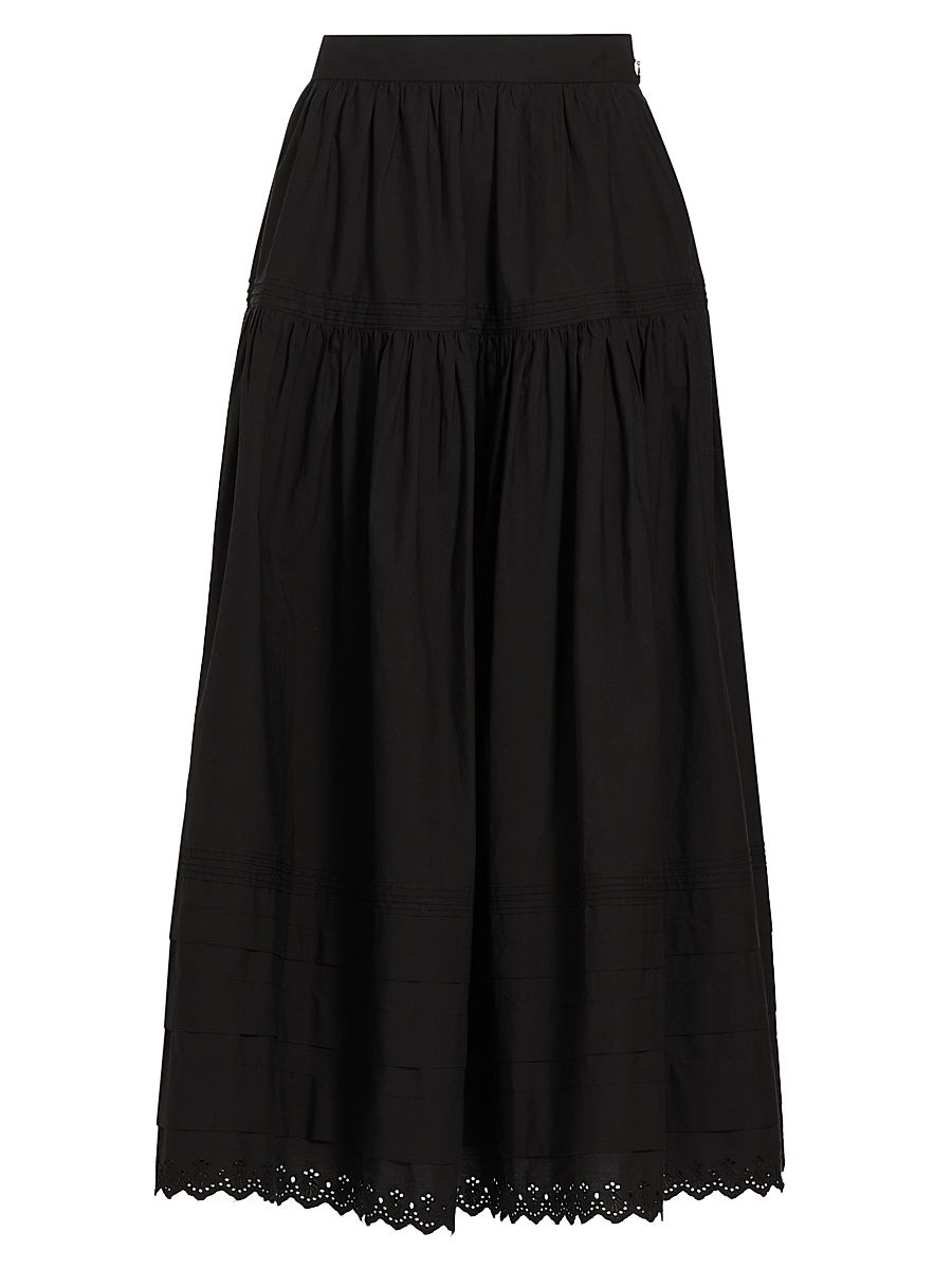 Women's Sebastiane Cotton Midi-Skirt - Black - Size XXS