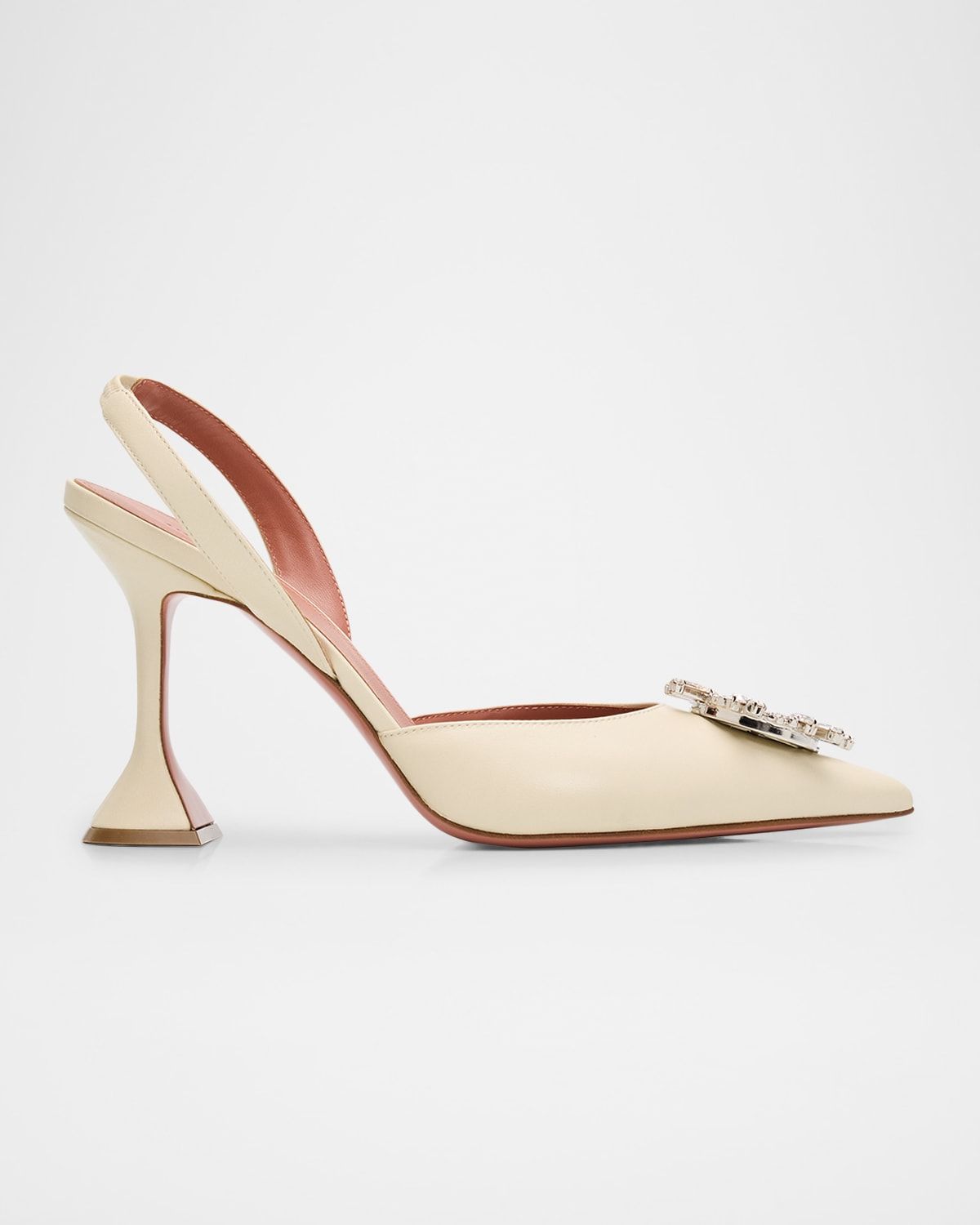 95mm Begum Leather Crystal Slingback Pumps